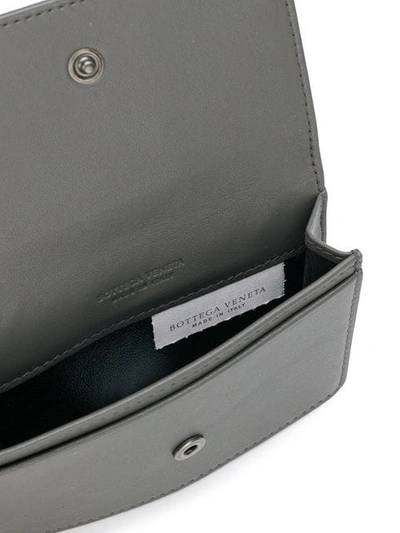 Shop Bottega Veneta Woven Foldover Wallet In Grey