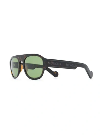 Shop Moncler Rectangular Shield Sunglasses In Brown