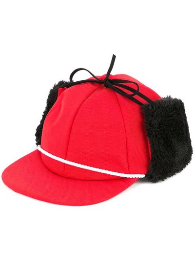 Shop John Undercover Ear Flap Cap In Red
