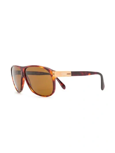 Pre-owned Persol 1960s Round Frame Sunglasses In Brown