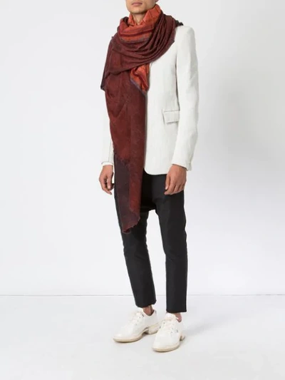 Shop Avant Toi Contrast Panel Shawl - Red