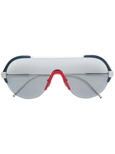 Shop Thom Browne Aviator Sunglasses In Metallic