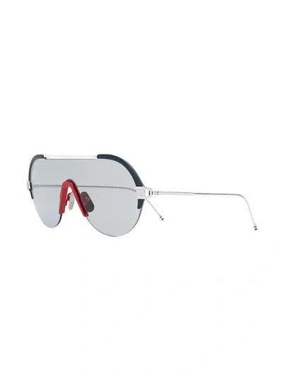 Shop Thom Browne Aviator Sunglasses In Metallic