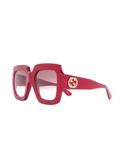 Shop Gucci Square Shaped Sunglasses In Red