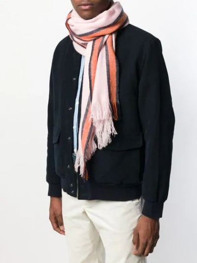 Shop Holland & Holland Fringed Edge Cashmere Scarf In Pink