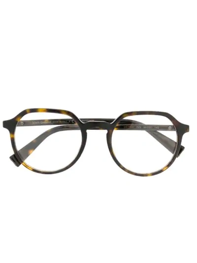 Shop Dolce & Gabbana Tortoiseshell Round Frame Glasses In Brown