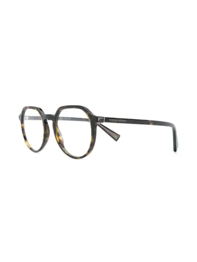 Shop Dolce & Gabbana Tortoiseshell Round Frame Glasses In Brown