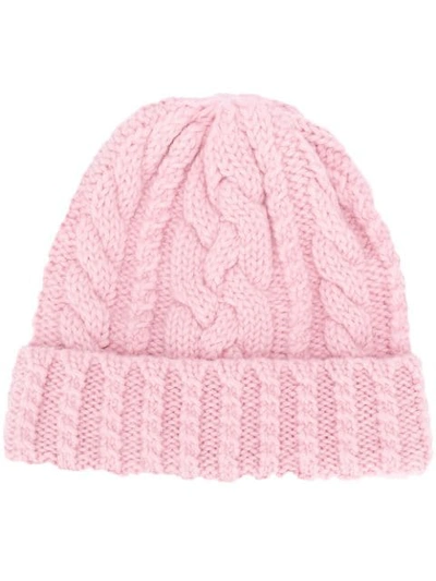 Shop Ami Alexandre Mattiussi Cable Knit Beanie In Pink