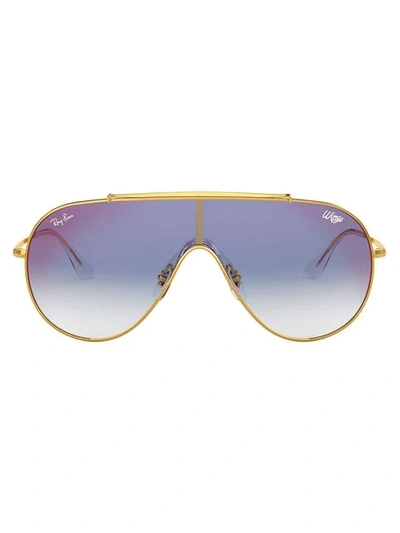 Shop Ray Ban Aviator Style Sunglasses In Gold