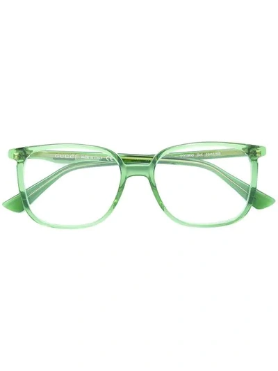 Shop Gucci Clear Wayfarer Glasses In Green