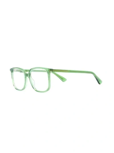 Shop Gucci Clear Wayfarer Glasses In Green