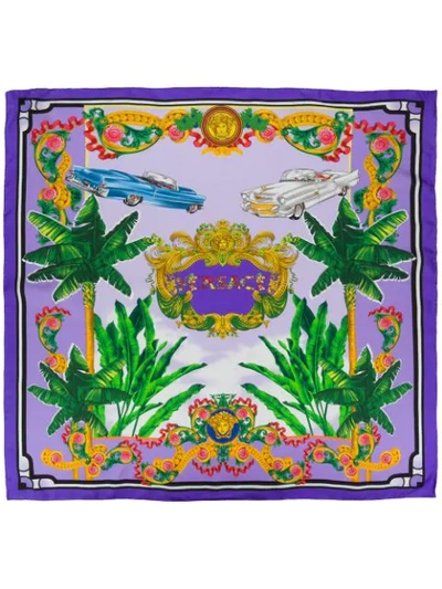 Shop Versace Palm Trees Print Scarf - Multicolour