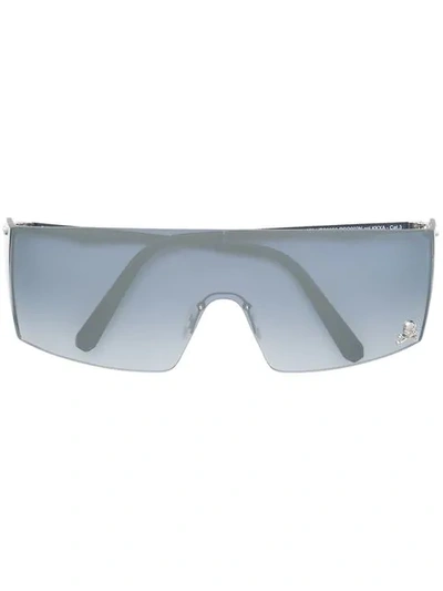 Shop Philipp Plein Gradient Lens Square Frame Sunglasses In Silver