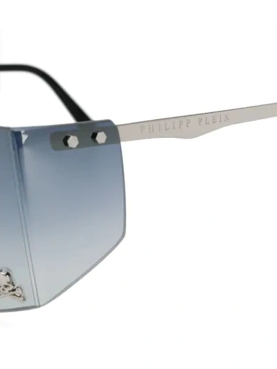 Shop Philipp Plein Gradient Lens Square Frame Sunglasses In Silver