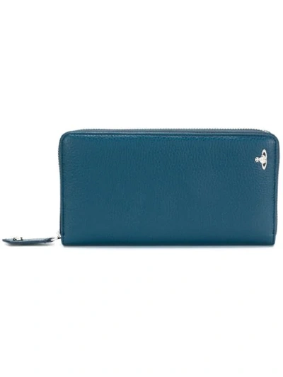 Shop Vivienne Westwood Kent Zip Around Wallet In Blue