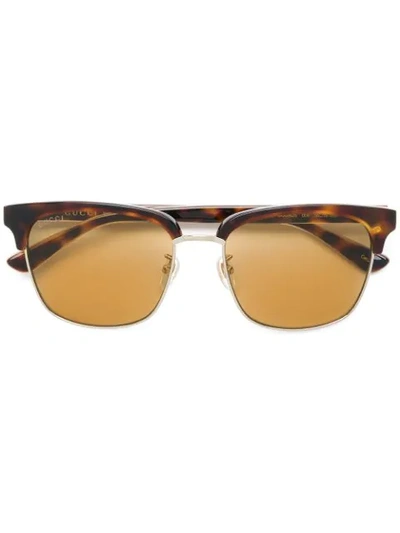 Shop Gucci Square-frame Tinted Sunglasses In Brown