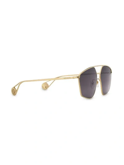 Shop Gucci Specialized Fit Square-frame Sunglasses In Gold