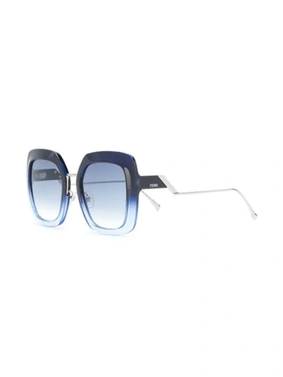 Shop Fendi Square Framed Sunglasses In Blue