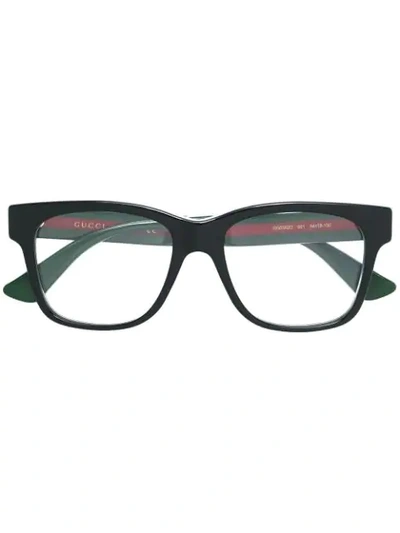 GUCCI EYEWEAR WEB ARM SQUARE GLASSES - 黑色