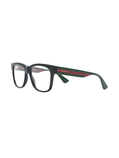 Shop Gucci Web Arm Square Glasses In Black