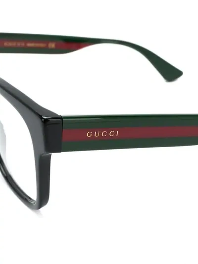 Shop Gucci Web Arm Square Glasses In Black