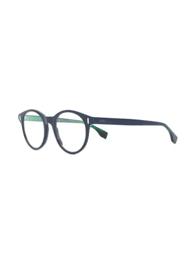 Shop Fendi Brille Mit Rundem Gestell In Blue