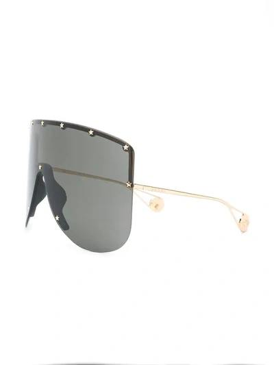 Shop Gucci Mask Studded Sunglasses In Grey