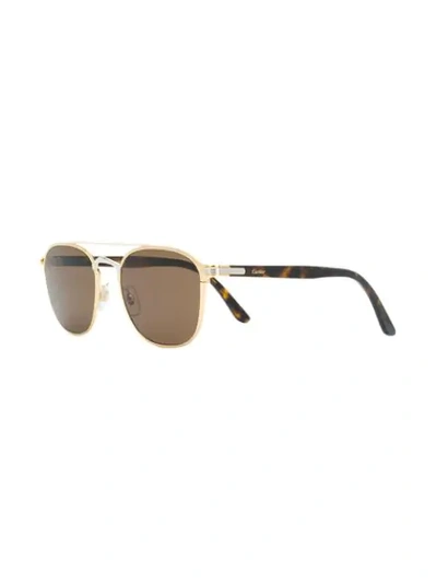 Shop Cartier C Décor Sunglasses In Metallic