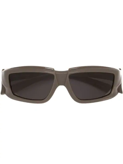 Shop Rick Owens Rectangular Frame Sunglasses In Grey