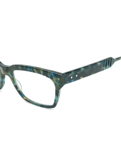 Shop Thom Browne Tortoiseshell Rectangular Glasses In Green