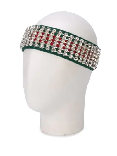 Pre-owned Gucci Crystal Headband In Green