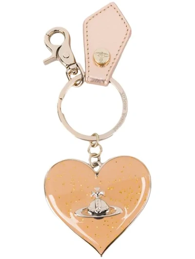 Shop Vivienne Westwood Orb Heart Keyring - Metallic