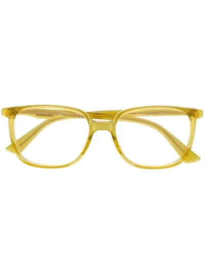 Shop Gucci Eyewear Square Frame Glasses - Yellow