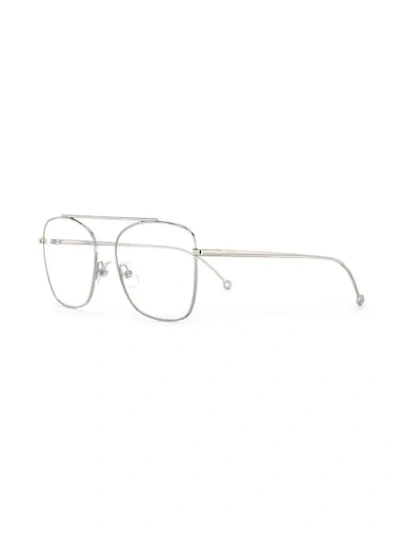 Shop Fendi Eyewear Square Frame Glasses - Silver