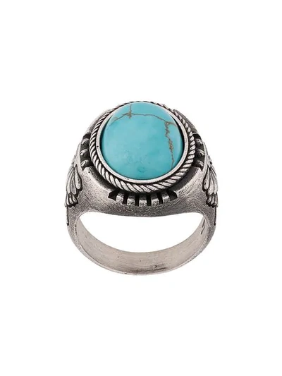 Shop Nove25 Lotus Howlite Signet Ring In Silver