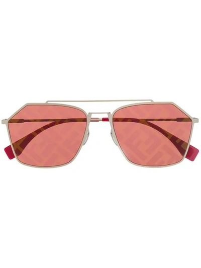 Shop Fendi Monogram Lense Sunglasses In Y110l Red Silver