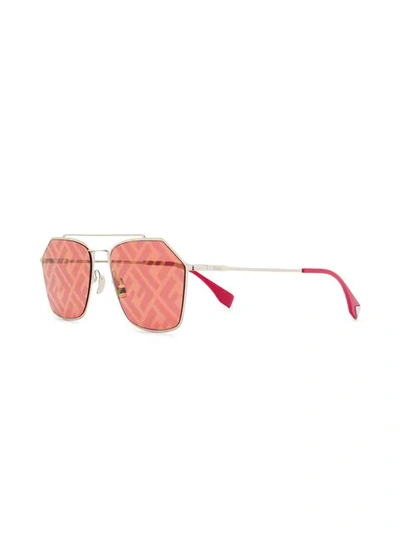 Shop Fendi Monogram Lense Sunglasses In Y110l Red Silver