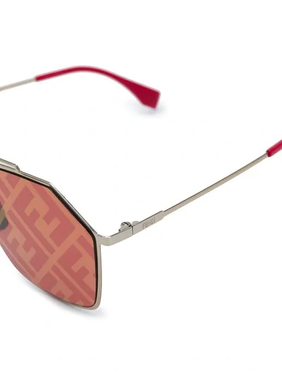 Shop Fendi Monogram Lense Sunglasses In Y110l Red Silver