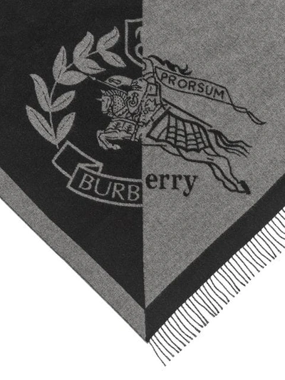 Shop Burberry The  Bandana In Crest Detail Wool Cashmere In Grey