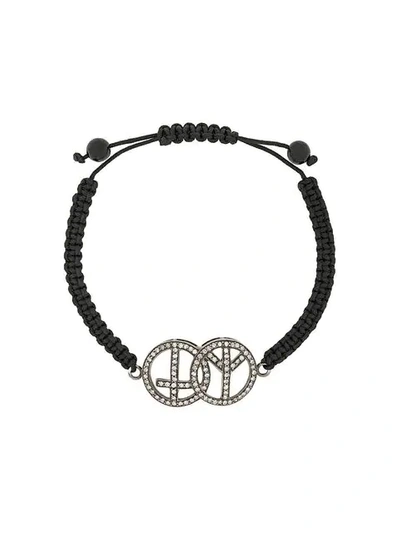 Shop Gemco Diamond Peace Charm Bracelet In Black