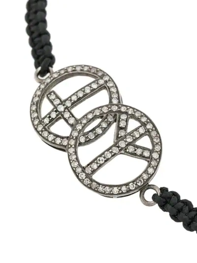 Shop Gemco Diamond Peace Charm Bracelet In Black