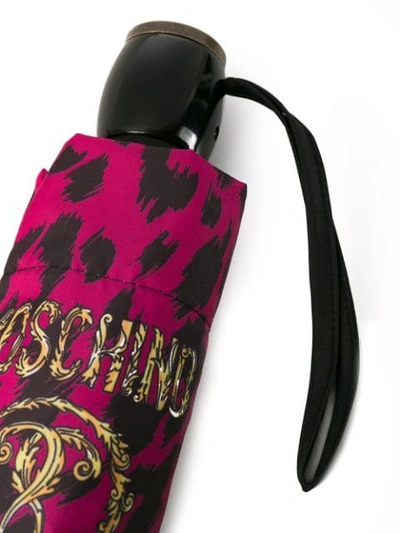 Shop Moschino Leopard Print Umbrella In Pink