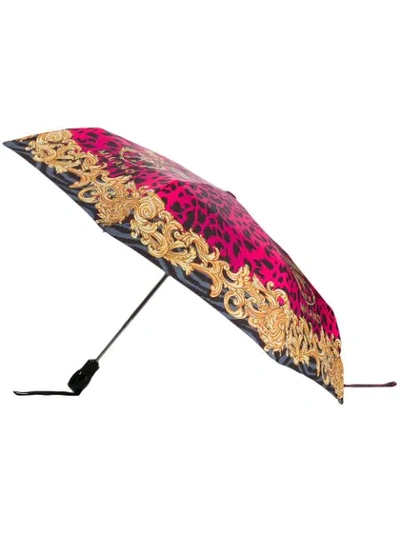 Shop Moschino Leopard Print Umbrella In Pink