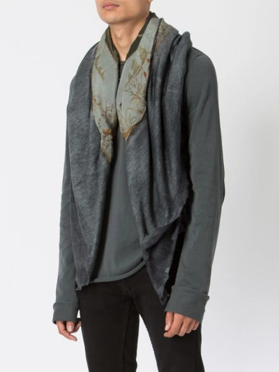 Shop Avant Toi Graphic Print Dyed Scarf - Grey