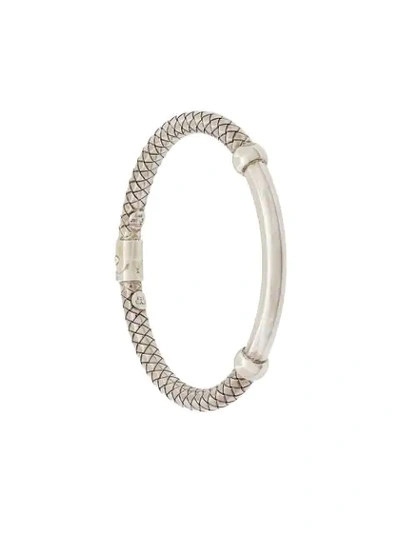 Shop Bottega Veneta Intrecciato Weave Silver Bracelet In Metallic