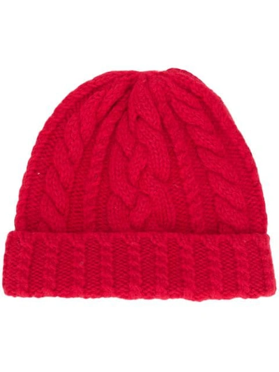 Shop Ami Alexandre Mattiussi Cable Knit Beanie In Red