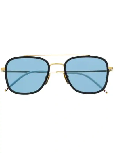 Shop Thom Browne Square Aviator Sunglasses In Gold