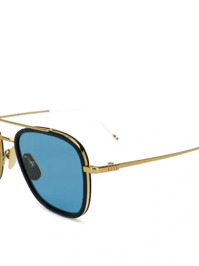 Shop Thom Browne Square Aviator Sunglasses In Gold