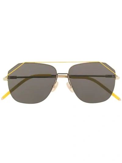 Shop Fendi Oversized Aviator Sunglasses In Yellow