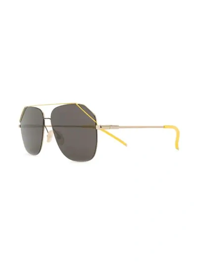 Shop Fendi Oversized Aviator Sunglasses In Yellow